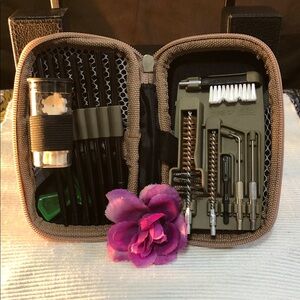 Tactical Khaki Color Compact Gun Cleaning Kit with Zipper Case